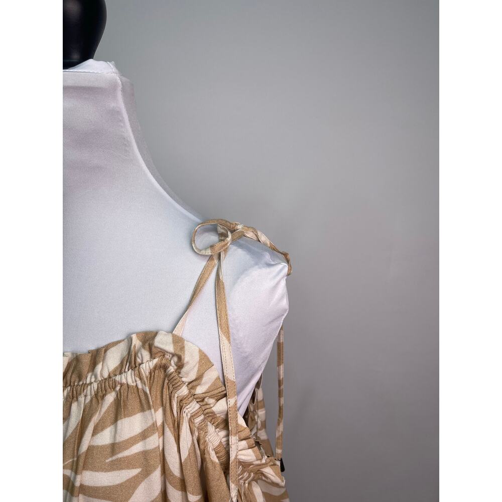 Anthropologie Conditions Apply Palm Leaf Print Off Shoulder Maxi Dress One Size - Picture 6 of 8